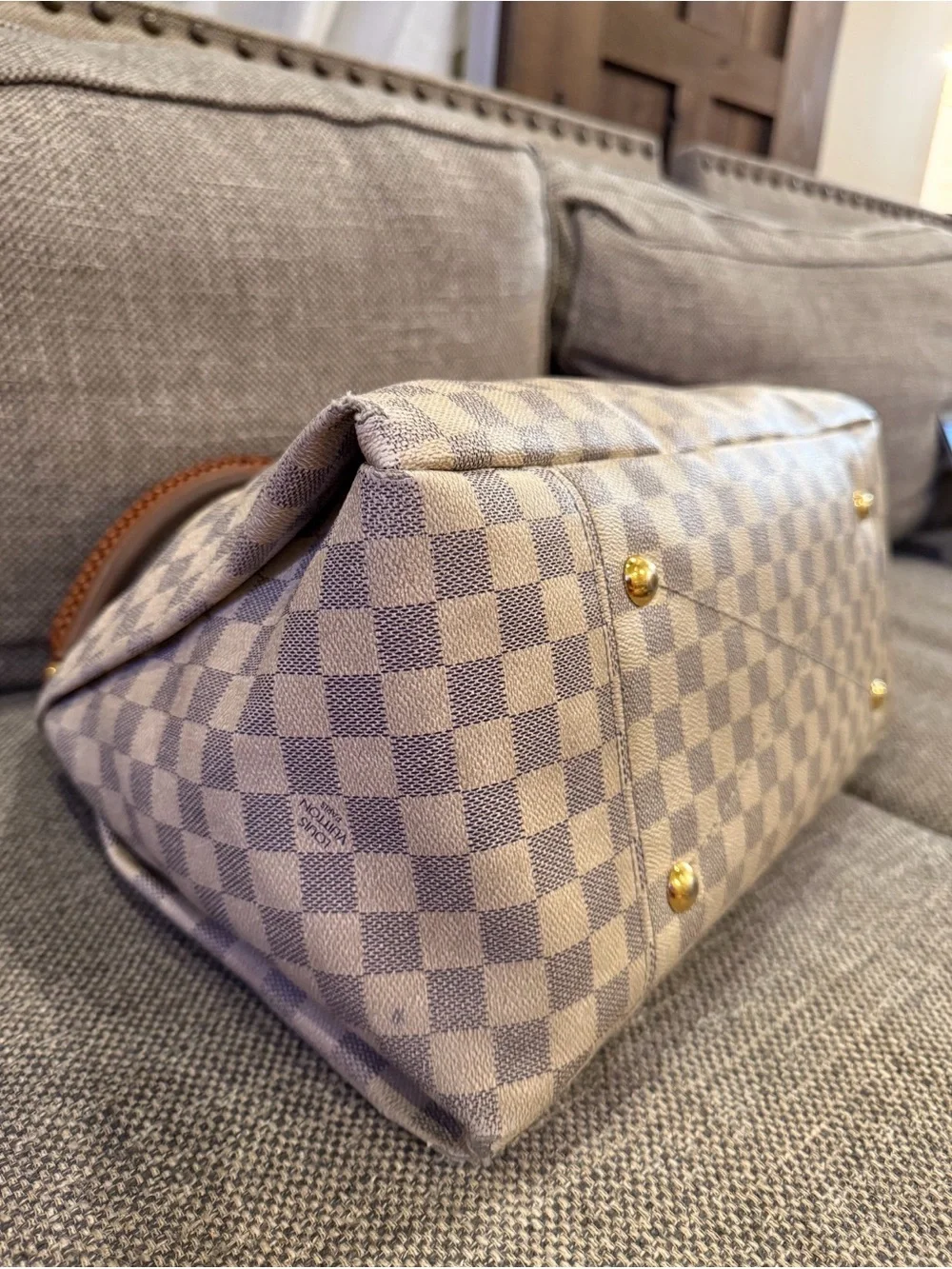 Authentic Louis Vuitton Artsy MM Damier Azul with matching Sarah Wallet
